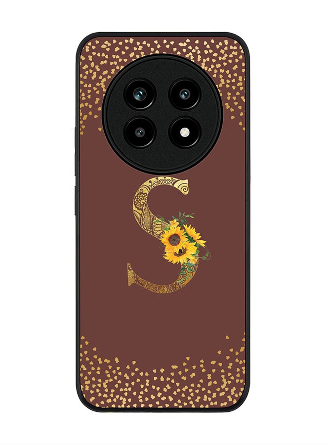 For Realme 13 Pro / 13 Pro+ Case,Slim fit Camera Protection, Shockproof Thin Phone cover  - Custom Floral Monogram - S  (Brown )
